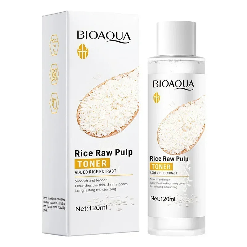 Bioaqua-conjunto de cuidados com a pele arroz cru, conjunto de 6 partes, creme para o rosto, soro, anti-rugas, hidratação, limpador facial, toner, coreano